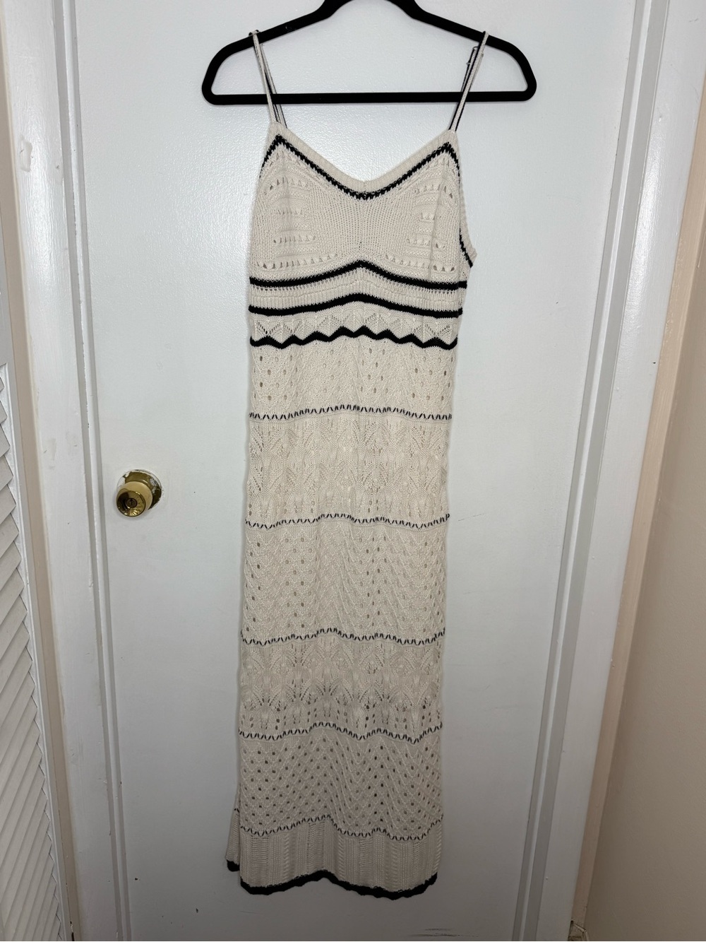 Lucky Brand Knit Maxi Dress in Cream & Black Size Large NWT
